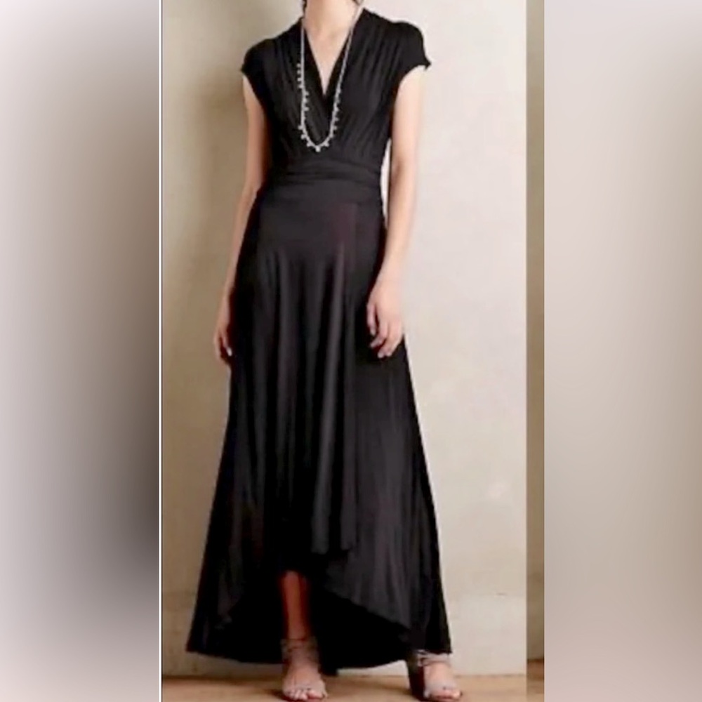 Maeve by Anthropologie “Desert Star” Black Maxi Dress, Draped Waist,Size Large